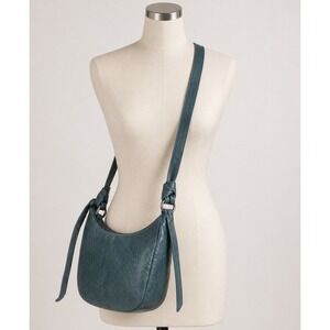 Frye Nora Knotted Crossbody Blue Leather Handbag Silver Hardware NEW Adjustable
